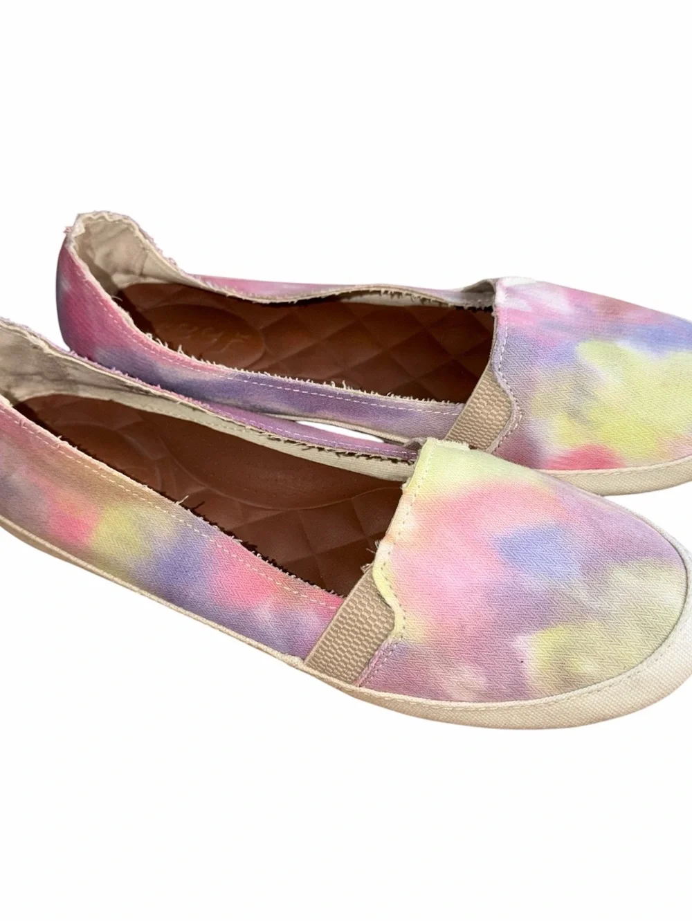 Reef Pastel Tie-Dye Slip-On Flats in Pink, Yellow, Blue, Purple Women’s Size 9
